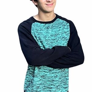 Carbon Ribbed Crew Neck Long Sleeve Sweater Size Large